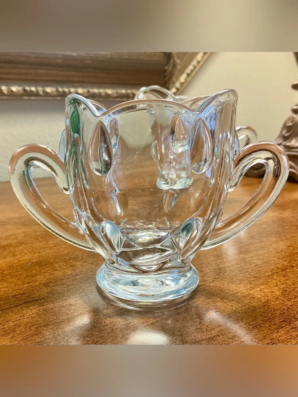 Most adorable Vintage Pressed Glass Sugar and Creamer Set-Teardrop Pattern